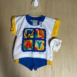 Vintage NWT Toddletime Outfit Kids 9 Months Multicolor Play Bayfair 80s Set
